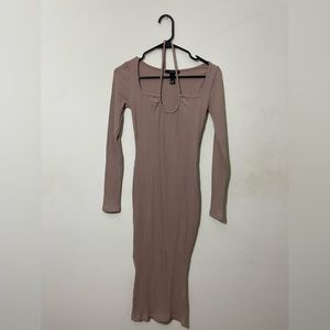 NWOT Forever 21 Knit Ribbed Taupe Colored Bodycon Maxi Dress!